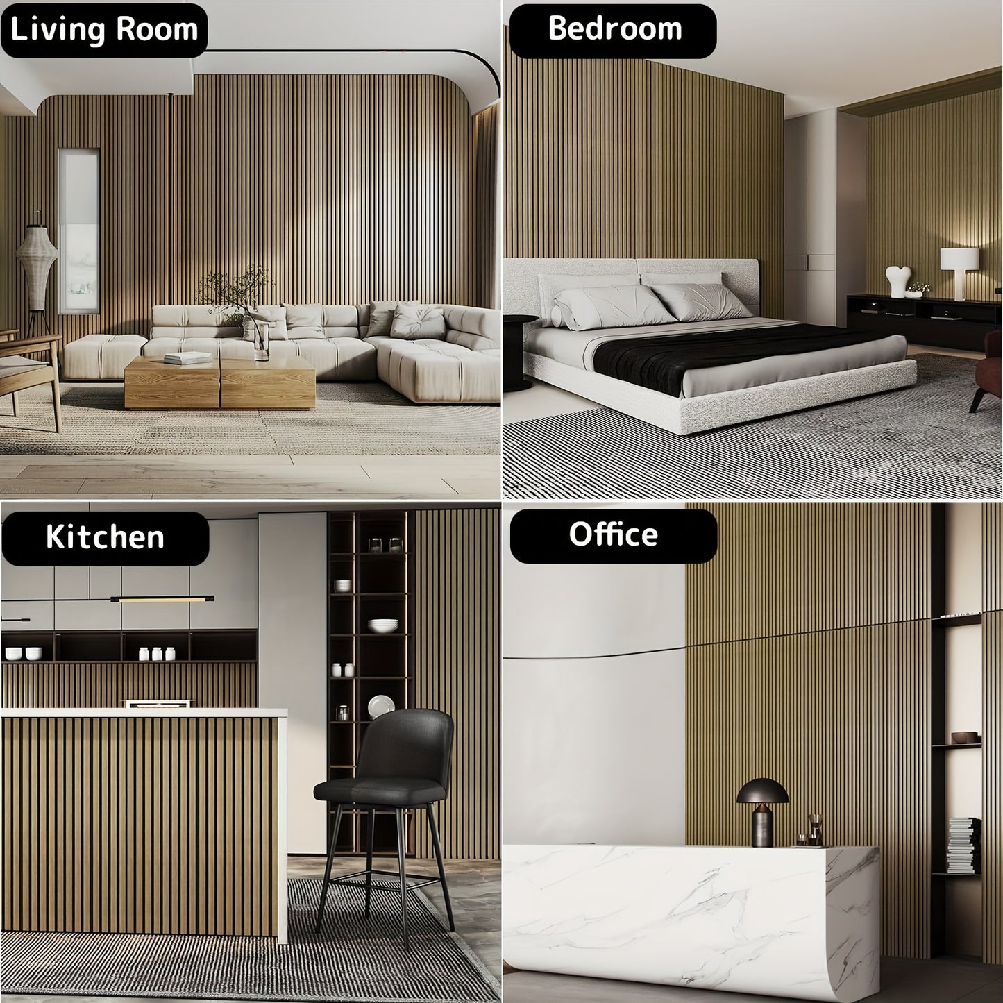 2pcs Modern Wood Slat Wall Panels, 93.5" x 12.6" - Decorative Acoustic Soundproofing for Walls and Ceilings, Felt Backing for Interior Décor, Sleek Dark Brown Striped Design, Ceiling Soundproofing | Modern Wood Panels | Natu