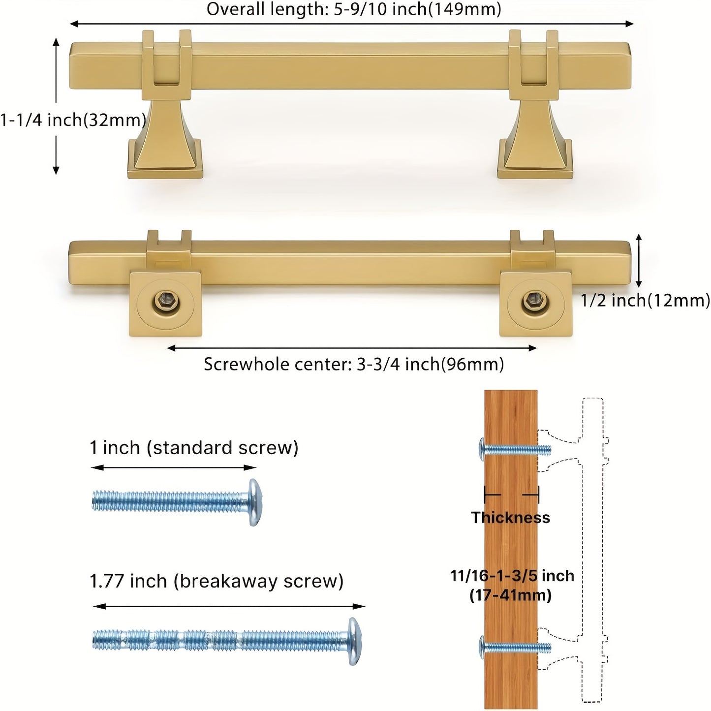 Haliwu 20 Pack Gold Cabinet Pulls, Brushed Brass Cabinet Pulls Square Gold Cabinet Handles, Kitchen Cabinet Handles Hardware