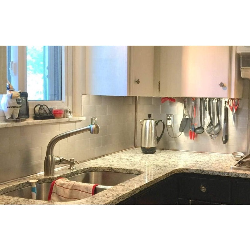 100 pcs Peel and Stick Self-Adhesive Metal Tiles, 3 x 6 Subway Backsplash, Non Magnetic