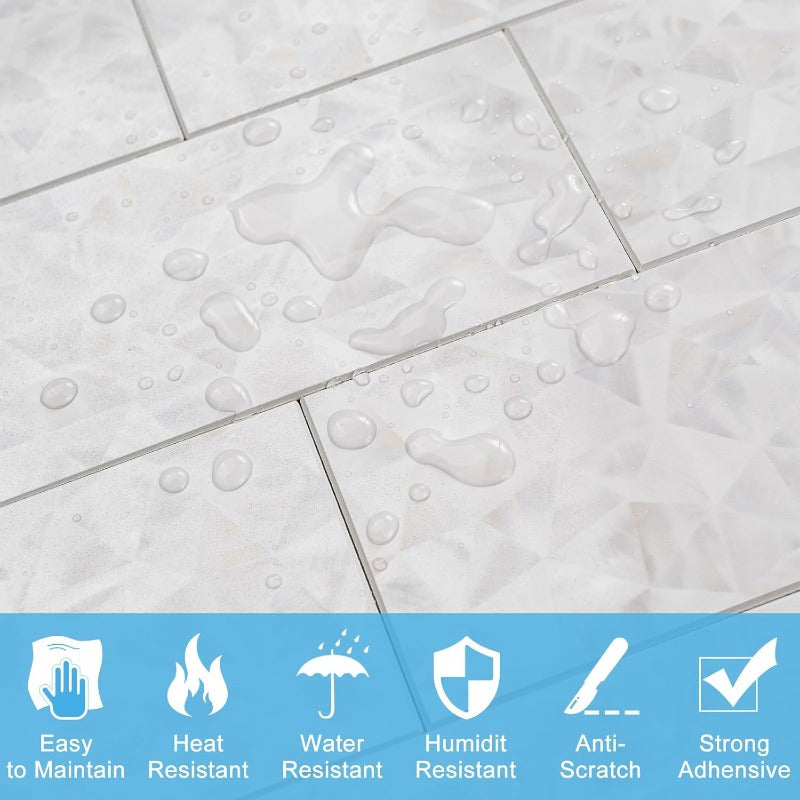 100 pcs Peel and Stick Backsplash Tiles 3x6 Inch - Modern Marble-Style PVC Wall Tiles for Kitchen, Bathroom, Fireplace - Easy-to-Install, Waterproof & Durable, Bathroom Wall Tiles, Fireplace Accent, Sleek Tile Design, Easy in
