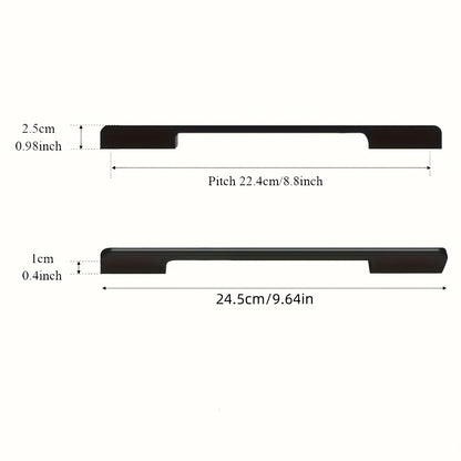 6pcs Modern Minimalist Cabinet Door Handles - Sleek Black Aluminum, Polished Finish, 4" to 19.6" Extended Length for Wardrobe & Kitchen Cabinets