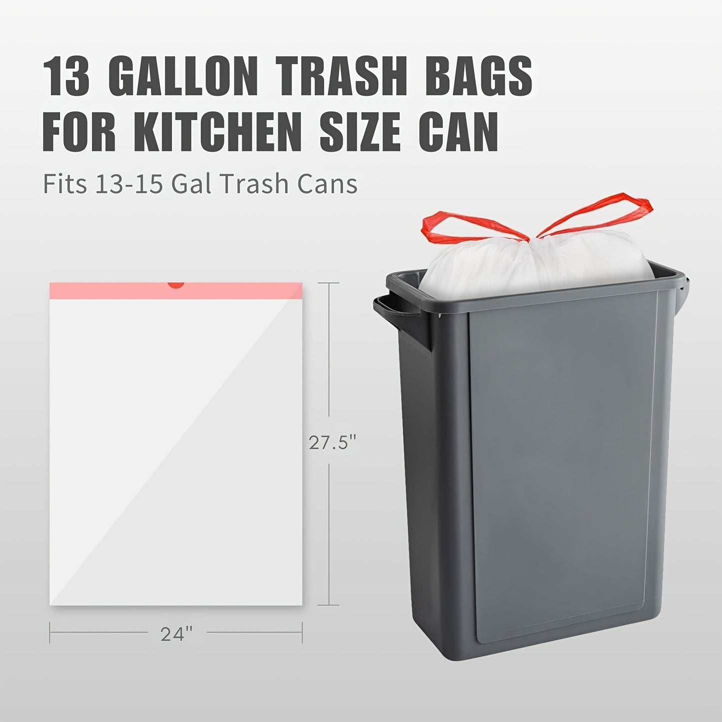 100 -Pack Heavy-Duty 13 Gal Commercial Trash Bags,