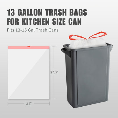 100 -Pack Heavy-Duty 13 Gal Commercial Trash Bags,