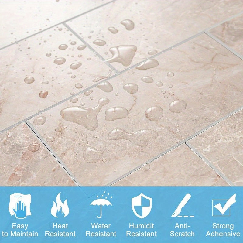 100 pcs Peel and Stick Backsplash Tiles - 3x6 Inch Subway Tile Design, Durable PVC Wall Tiles for Kitchen, Bathroom, Fireplace - Easy Install, No Grout Needed, Marble Pattern in Beige & Brown, Fireplace Backsplash | Marble Pa