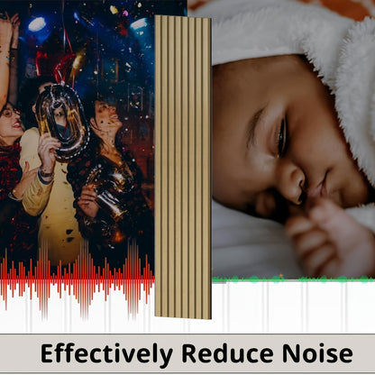 2pcs Modern Wood Slat Wall Panels, 93.5" x 12.6" - Decorative Acoustic Soundproofing for Walls and Ceilings, Felt Backing for Interior Décor, Sleek Dark Brown Striped Design, Ceiling Soundproofing | Modern Wood Panels | Natu