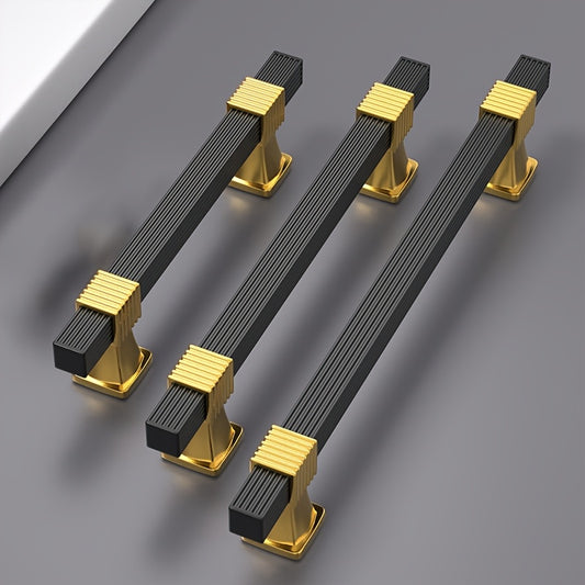 Black + Golden Space Aluminum Lightweight Handle, Aluminum Alloy Tube + Plastic Pad Material Combination, New Style New Home Pull Handle, Drawer Wardrobe Cabinet Door Handle