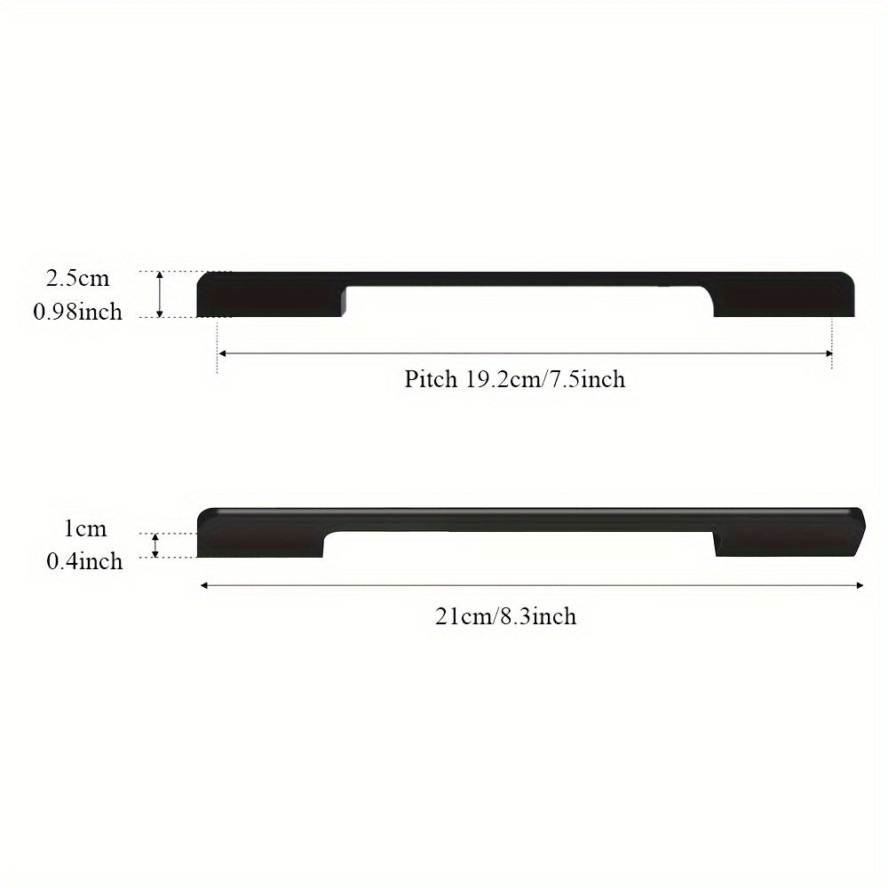 6pcs Modern Minimalist Cabinet Door Handles - Sleek Black Aluminum, Polished Finish, 4" to 19.6" Extended Length for Wardrobe & Kitchen Cabinets