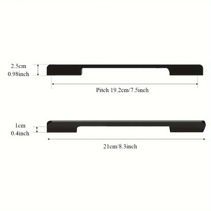6pcs Modern Minimalist Cabinet Door Handles - Sleek Black Aluminum, Polished Finish, 4" to 19.6" Extended Length for Wardrobe & Kitchen Cabinets