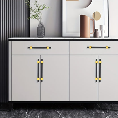 Black + Golden Space Aluminum Lightweight Handle, Aluminum Alloy Tube + Plastic Pad Material Combination, New Style New Home Pull Handle, Drawer Wardrobe Cabinet Door Handle