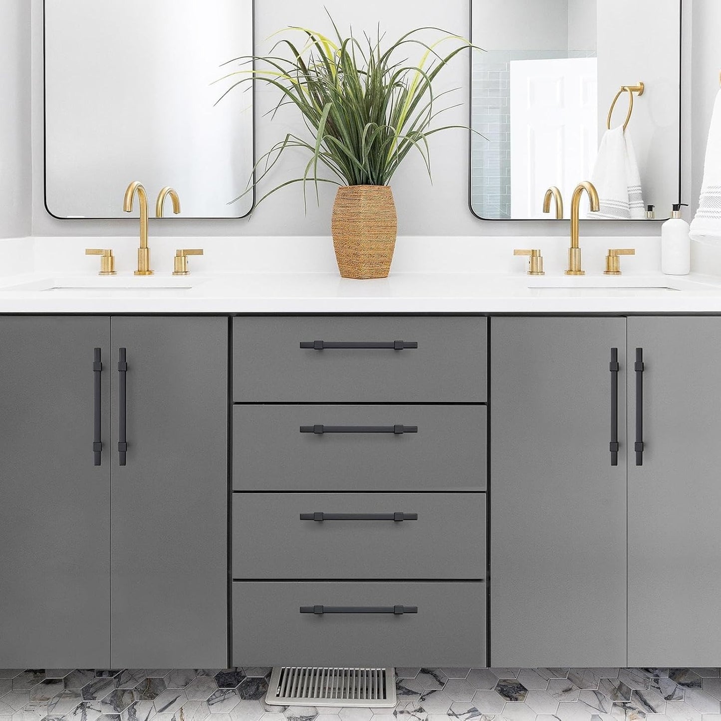 30 Pack Black Cabinet Handles - 5" Hole Center Cabinet Pulls Matte Black Drawer Pulls Cabinet Hardware Kitchen Handles for Cabinets