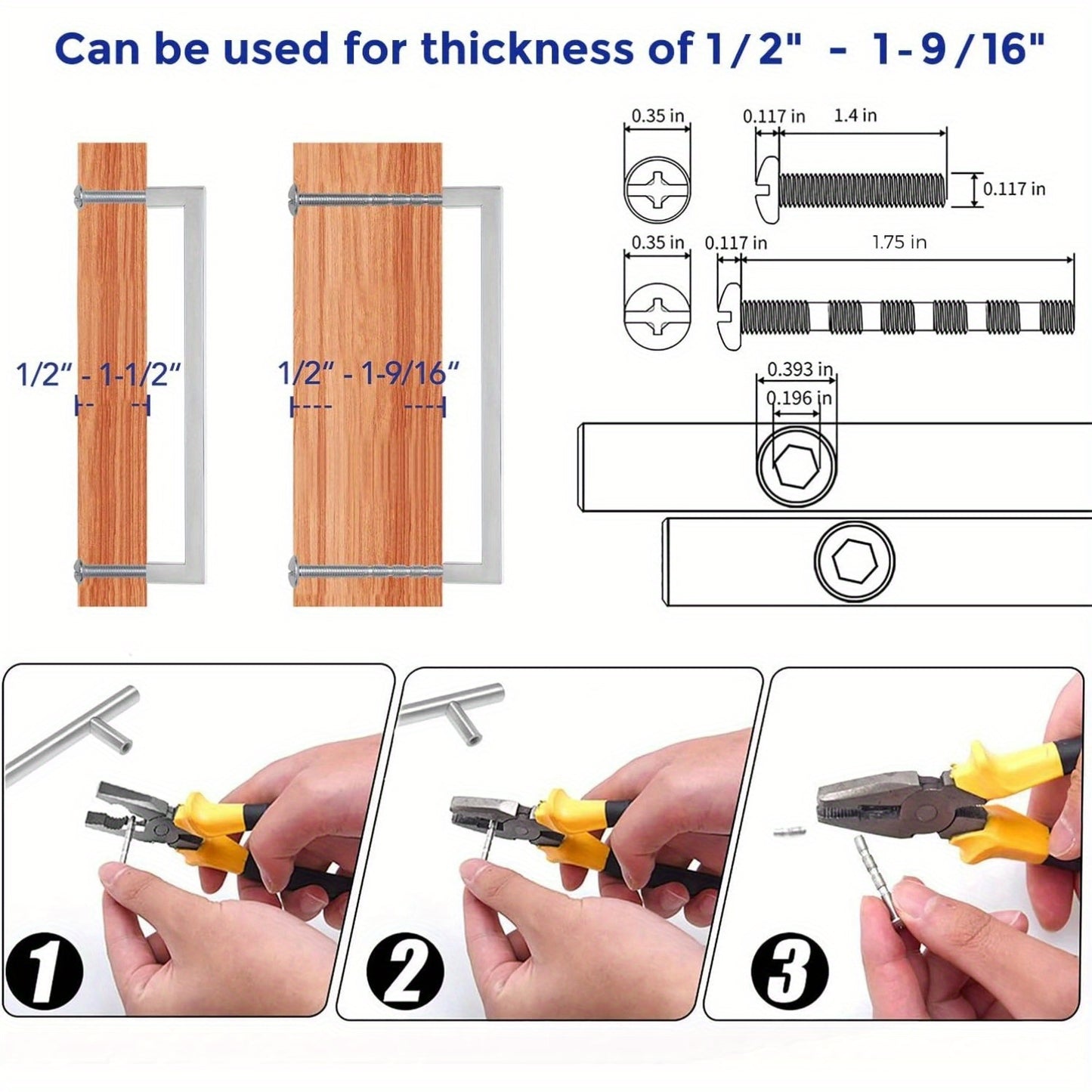 32pcs 8-4/ 5 Inch Kitchen Square Cabinet Handles Satin Nickel Cabinet Pulls Brushed Nickel Drawer Pulls Kitchen Cabinet Hardware Kitchen Handles