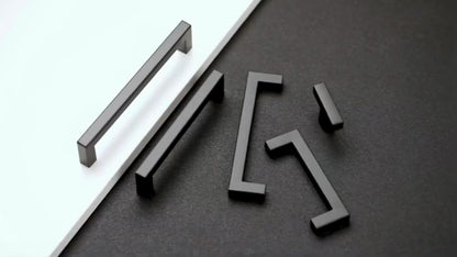 10pcs Matte Black Stainless Steel Cabinet Handles - Modern Square Drawer Pulls for Kitchen, Bathroom & Bar, Bar Cabinet, Hardware