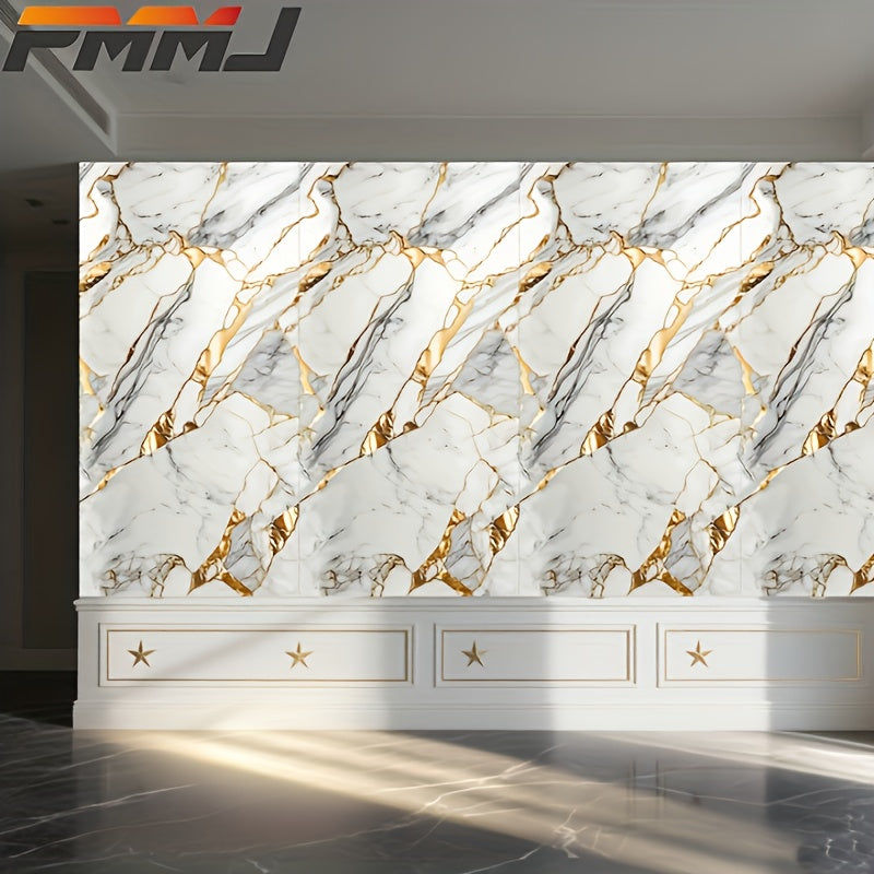 PMMJ 22/44pcs Self-Adhesive Marble Wall Stickers - Bohemian Textured Vinyl Peel-and-Stick Tiles with 3 Marble Designs for Bathrooms, Kitchens, Living Rooms, Office Decor - High Quality And Easy to Clean, Bathroom Accessories,