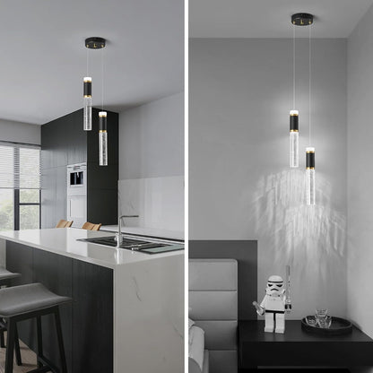Kitchen Island Small Pendant Lights, Dimmable LED Hanging Light with Bubble Crystal Pendant Light Modern Mini Pendant Light 2-Light Pendant Lights