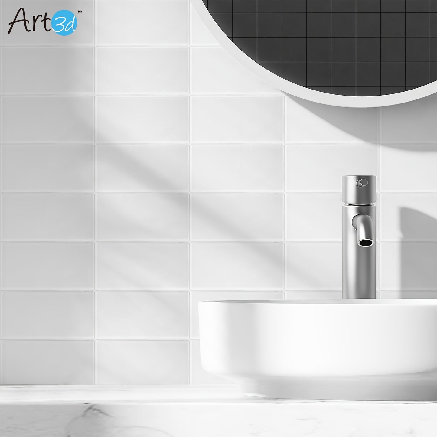 Art3d 3" X 6" Glass Peel And Stick Backsplash Tiles for Kitchen Or Bathroom, 32pcs