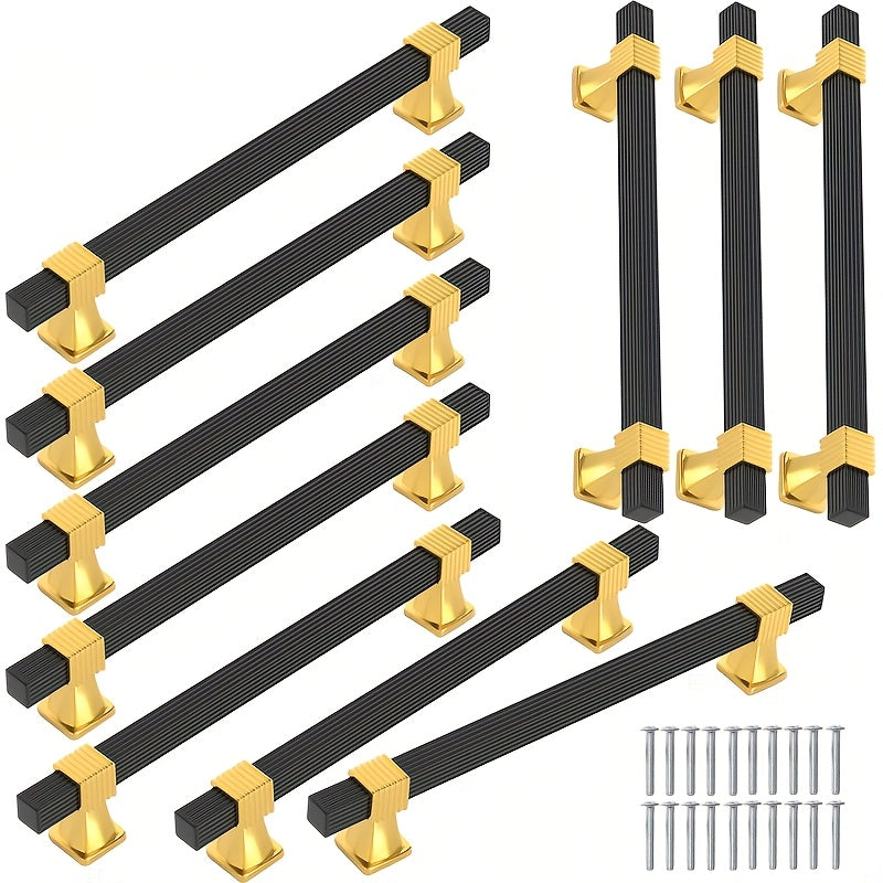 Black + Golden Space Aluminum Lightweight Handle, Aluminum Alloy Tube + Plastic Pad Material Combination, New Style New Home Pull Handle, Drawer Wardrobe Cabinet Door Handle