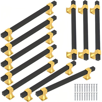 Black + Golden Space Aluminum Lightweight Handle, Aluminum Alloy Tube + Plastic Pad Material Combination, New Style New Home Pull Handle, Drawer Wardrobe Cabinet Door Handle