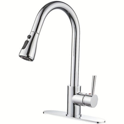 1pc Kitchen Faucet with Pull-Down Spray(Non-Potable Water Use) Single Handle High Stainless Steel Brushed Nickel Kitchen Sink Faucet with Deck Suitable for Bar Laundry RV Farmhouse (Matte Black Brushed Nickel)