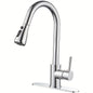 1pc Kitchen Faucet with Pull-Down Spray(Non-Potable Water Use) Single Handle High Stainless Steel Brushed Nickel Kitchen Sink Faucet with Deck Suitable for Bar Laundry RV Farmhouse (Matte Black Brushed Nickel)