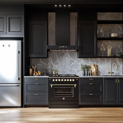 8 Pack Golden Brushed Cabinet Handles - Heavy Duty Zinc Alloy & Brass Hardware, Brushed Golden Finish Modern Rectangular Bar Design, 3.75" Hole Center & 4.2" Length, Easy Installation with Screws Included for Kitchen Cabinets