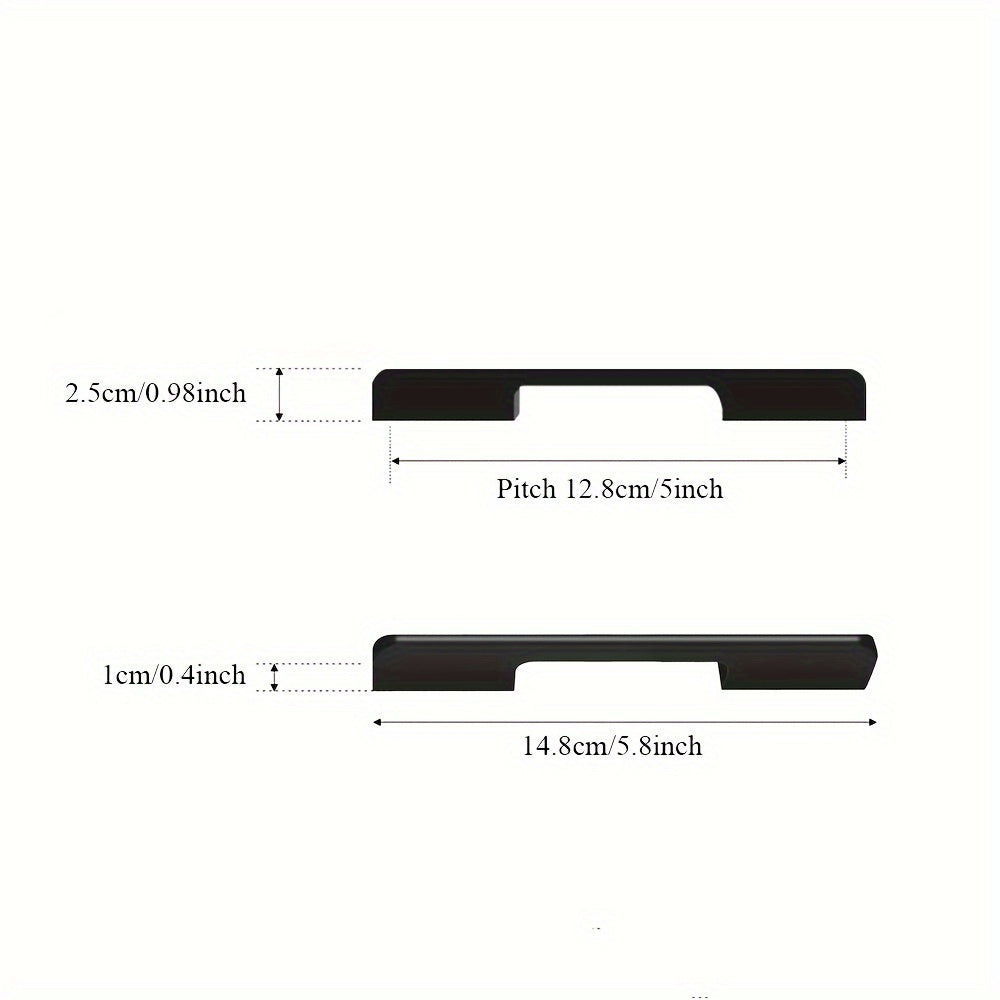 6pcs Modern Minimalist Cabinet Door Handles - Sleek Black Aluminum, Polished Finish, 4" to 19.6" Extended Length for Wardrobe & Kitchen Cabinets