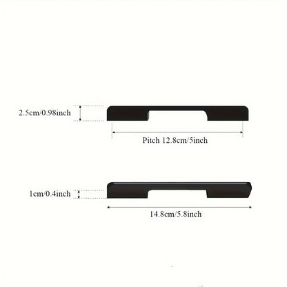 6pcs Modern Minimalist Cabinet Door Handles - Sleek Black Aluminum, Polished Finish, 4" to 19.6" Extended Length for Wardrobe & Kitchen Cabinets