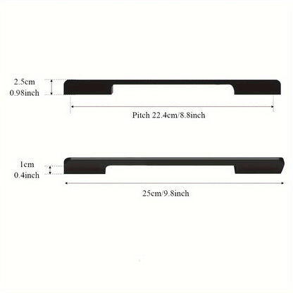 6pcs Modern Minimalist Cabinet Door Handles - Sleek Black Aluminum, Polished Finish, 4" to 19.6" Extended Length for Wardrobe & Kitchen Cabinets