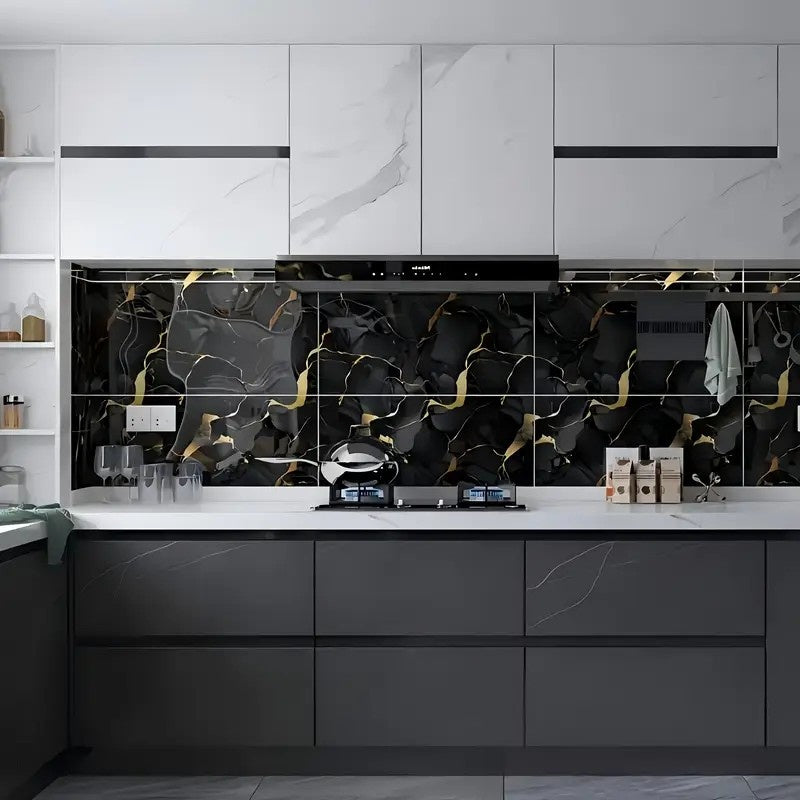 PMMJ 22/44pcs Self-Adhesive Marble Wall Stickers - Bohemian Textured Vinyl Peel-and-Stick Tiles with 3 Marble Designs for Bathrooms, Kitchens, Living Rooms, Office Decor - High Quality And Easy to Clean, Bathroom Accessories,