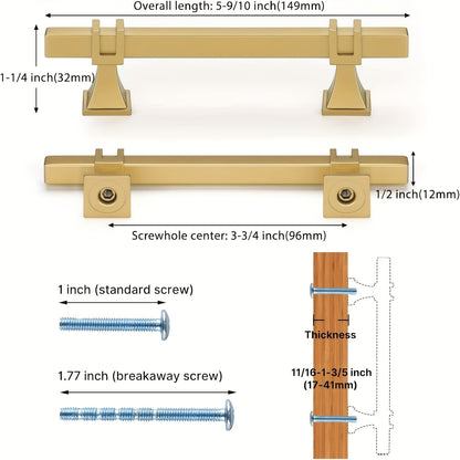 Haliwu 20 Pack Gold Cabinet Pulls, Brushed Brass Cabinet Pulls Square Gold Cabinet Handles, Kitchen Cabinet Handles Hardware