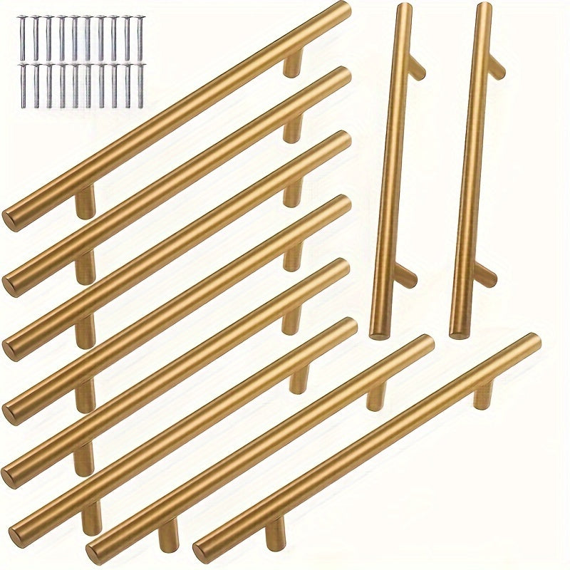 30pcs set of domineering Golden long cabinet door handles, kitchen hardware door handles, metal cabinet handles, screw length 0. 98in, Highly integrated with furniture