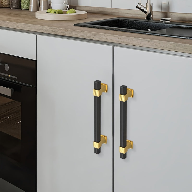 Black + Golden Space Aluminum Lightweight Handle, Aluminum Alloy Tube + Plastic Pad Material Combination, New Style New Home Pull Handle, Drawer Wardrobe Cabinet Door Handle