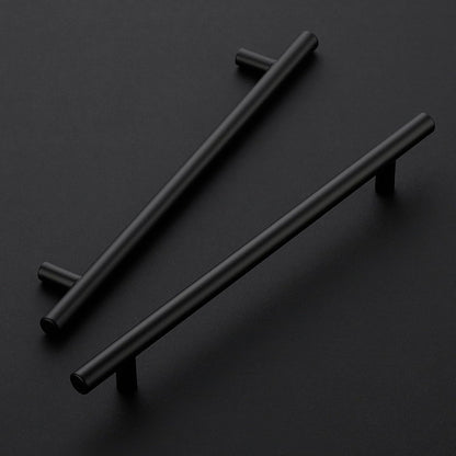 25/50 Pack Matte Black Stainless Steel Cabinet Pulls 7-3/8 Inch with 5 Inch Hole Center (128mm) - Modern Sleek Design Kitchen Hardware for Cabinets & Cupboards, Includes Mounting Screws, Kitchen Handles for Cabinets, Minimali