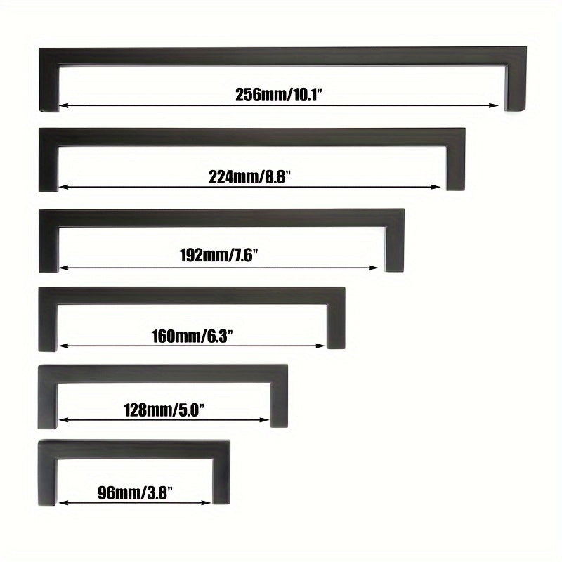 10pcs Matte Black Stainless Steel Cabinet Handles - Modern Square Drawer Pulls for Kitchen, Bathroom & Bar, Bar Cabinet, Hardware