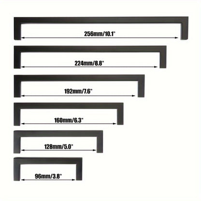 10pcs Matte Black Stainless Steel Cabinet Handles - Modern Square Drawer Pulls for Kitchen, Bathroom & Bar, Bar Cabinet, Hardware