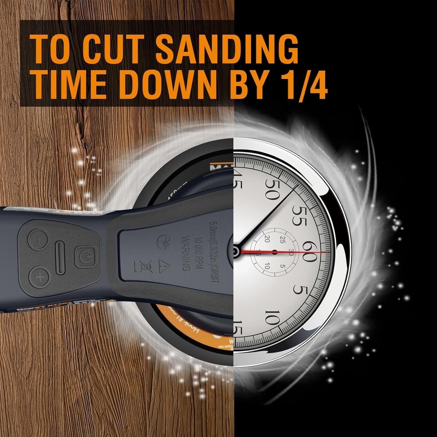 MAXXT Electric 2, 5mm Random Orbital Sander - 350W 3A Multi-Function Variable Speed 4000-10000rpm, 10 Sanding Papers, 110V Plug-in, Ergonomic Handle for Woodworking, Metalworking & DIY Projects, Sander for Woodworking, Metalw