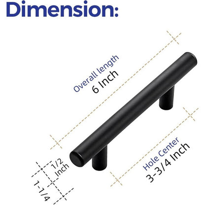 20 Pack Matte Black Stainless Steel Cabinet Pulls - 6" Modern Rectangular Kitchen Cabinet Handles with 3.75" Hole Center, Heavy Duty Drawer & Cupboard Pulls, Easy-Grip Minimalist Design for Cabinets, Wardrobes, Dressers - Dur