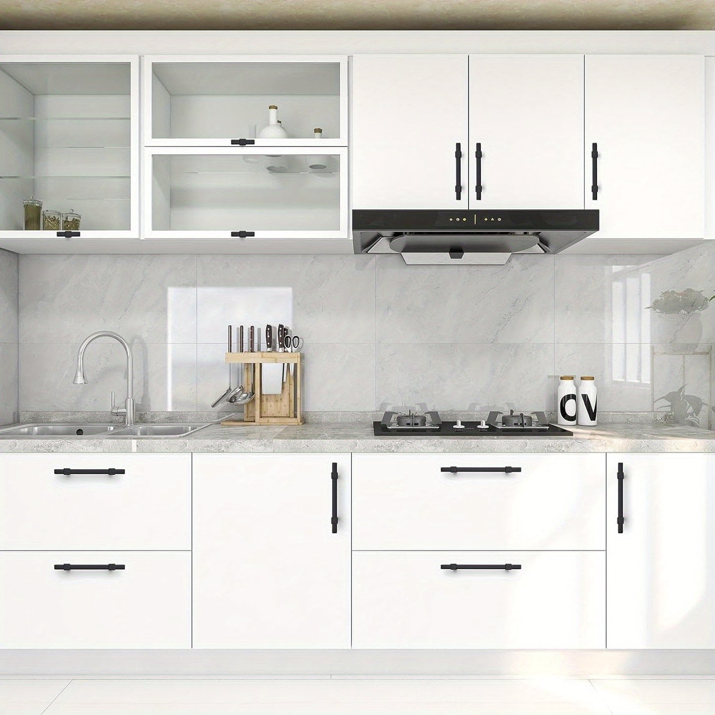 30 Pack Black Cabinet Handles - 5" Hole Center Cabinet Pulls Matte Black Drawer Pulls Cabinet Hardware Kitchen Handles for Cabinets