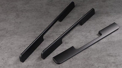 6pcs Modern Minimalist Cabinet Door Handles - Sleek Black Aluminum, Polished Finish, 4" to 19.6" Extended Length for Wardrobe & Kitchen Cabinets
