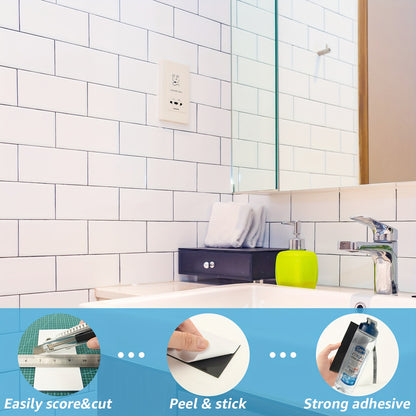 102 pcs Peel And Stick Wall Tile For Kitchen Backsplash, Bathroom, 3in. × 6in. Hanging Decorative Tiles Stick On Subway Tile, Glossy White