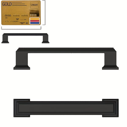 10pcs Black Aluminum Cabinet Handles - American Solid Thickened Drawer Pulls, Polished Finish, 3 Sizes, Includes Two Sizes of Mounting Screws, Furniture Hardware for Cabinets & Drawers, Handles for cabinets, American Style Ha