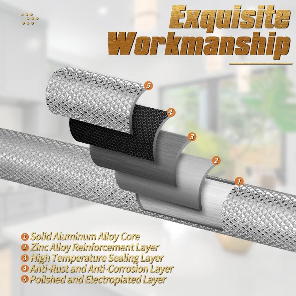 4 Pack Brushed Nickel Cabinet Pulls 5 Inch (128mm) Heavy Duty Knurled Handles - Modern Luxury Kitchen Cabinet Hardware with Corrosion- Aluminum Alloy, Golden & Nickel Finish, Easy Installation with Screws Included for Cabinet