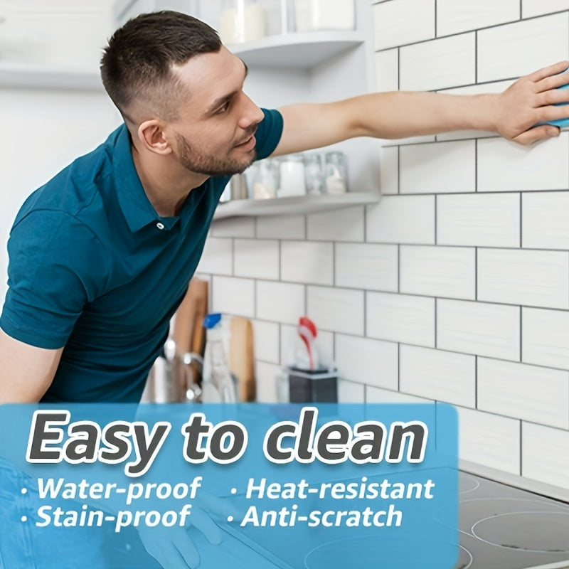 102 pcs Peel And Stick Wall Tile For Kitchen Backsplash, Bathroom, 3in. × 6in. Hanging Decorative Tiles Stick On Subway Tile, Glossy White