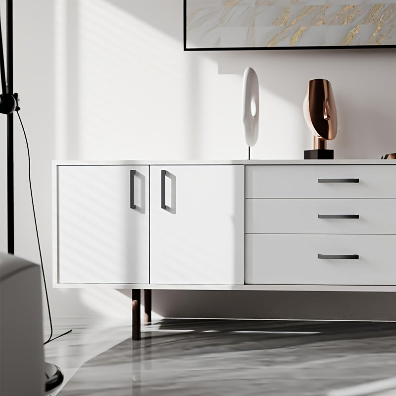 10pcs Black Aluminum Cabinet Handles - American Solid Thickened Drawer Pulls, Polished Finish, 3 Sizes, Includes Two Sizes of Mounting Screws, Furniture Hardware for Cabinets & Drawers, Handles for cabinets, American Style Ha