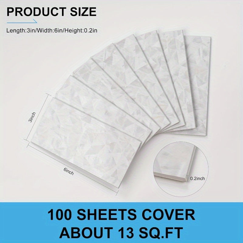 100 pcs Peel and Stick Backsplash Tiles 3x6 Inch - Modern Marble-Style PVC Wall Tiles for Kitchen, Bathroom, Fireplace - Easy-to-Install, Waterproof & Durable, Bathroom Wall Tiles, Fireplace Accent, Sleek Tile Design, Easy in