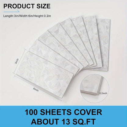 100 pcs Peel and Stick Backsplash Tiles 3x6 Inch - Modern Marble-Style PVC Wall Tiles for Kitchen, Bathroom, Fireplace - Easy-to-Install, Waterproof & Durable, Bathroom Wall Tiles, Fireplace Accent, Sleek Tile Design, Easy in