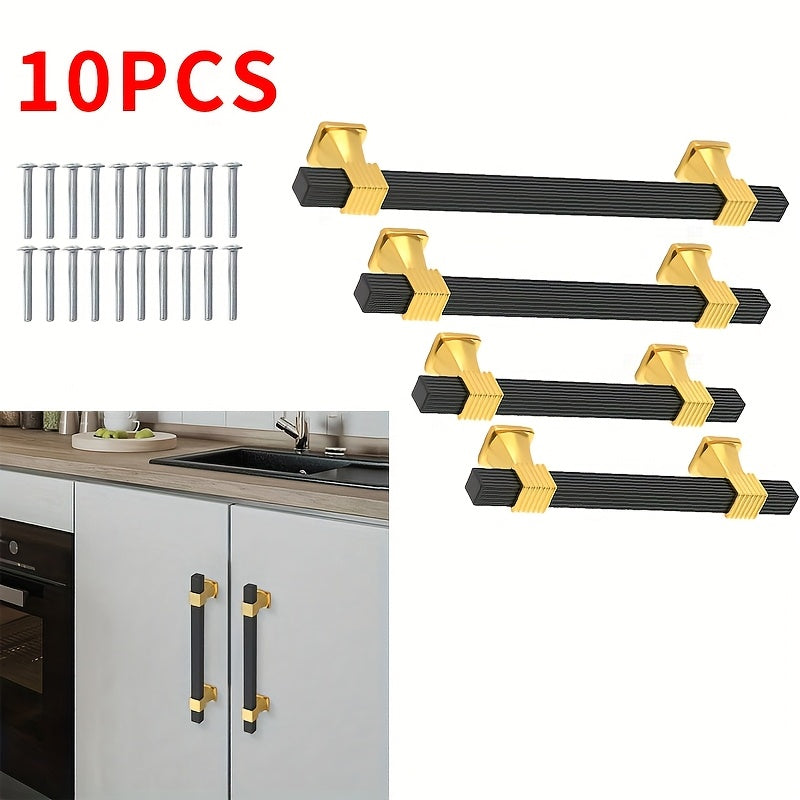 Black + Golden Space Aluminum Lightweight Handle, Aluminum Alloy Tube + Plastic Pad Material Combination, New Style New Home Pull Handle, Drawer Wardrobe Cabinet Door Handle
