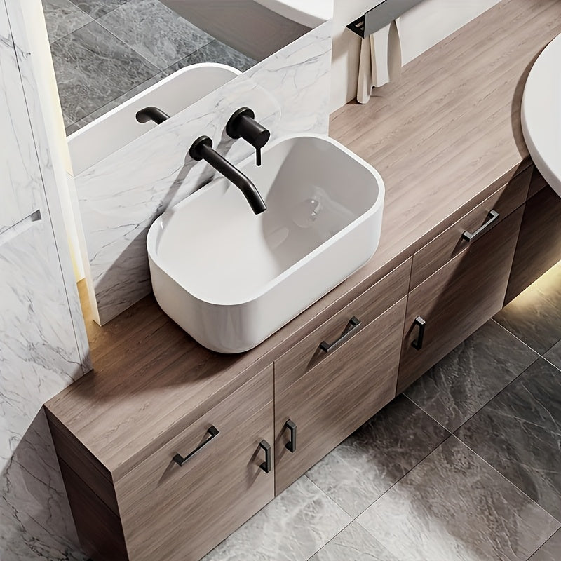 10pcs Black Aluminum Cabinet Handles - American Solid Thickened Drawer Pulls, Polished Finish, 3 Sizes, Includes Two Sizes of Mounting Screws, Furniture Hardware for Cabinets & Drawers, Handles for cabinets, American Style Ha