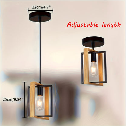 1pc Modern Industrial Pendant Light Fixture - Rotating Iron Frame, Semi-Flush Mount Ceiling Light for Kitchen Island, Entryway, Dining Room - E26/E27 Bulb Base (Bulb Not Included), Hard-Wired, Polished Metal Finish, Compatibl