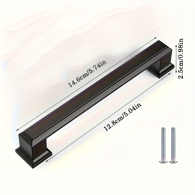 10pcs Black Aluminum Cabinet Handles - American Solid Thickened Drawer Pulls, Polished Finish, 3 Sizes, Includes Two Sizes of Mounting Screws, Furniture Hardware for Cabinets & Drawers, Handles for cabinets, American Style Ha