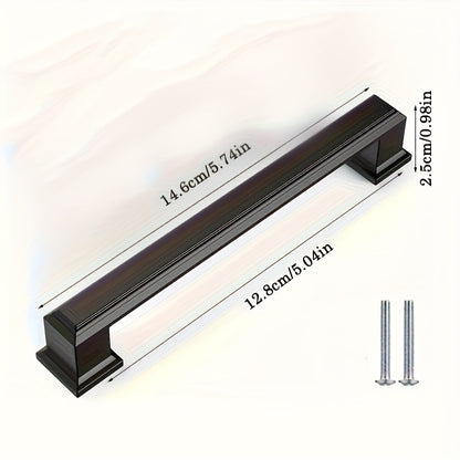 10pcs Black Aluminum Cabinet Handles - American Solid Thickened Drawer Pulls, Polished Finish, 3 Sizes, Includes Two Sizes of Mounting Screws, Furniture Hardware for Cabinets & Drawers, Handles for cabinets, American Style Ha